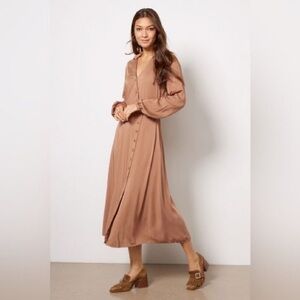 Cloth & Stone Long Sleeve button down midi dress collared Small